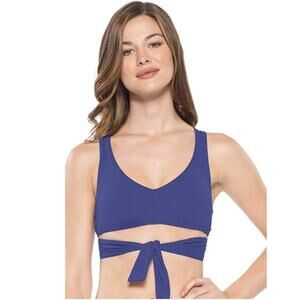 Becca Color Code Banded Halter Bikini Top Medium Blue NWT